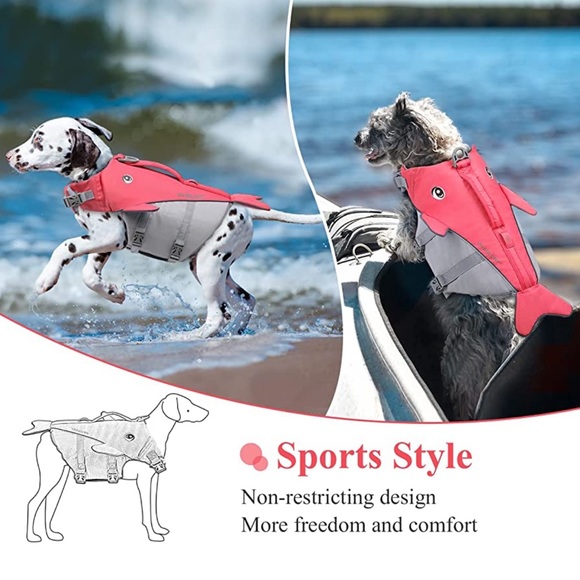 Medium Dog Life Vest, Reflective Whale-Shape Life Vest - Picture 4 of 12